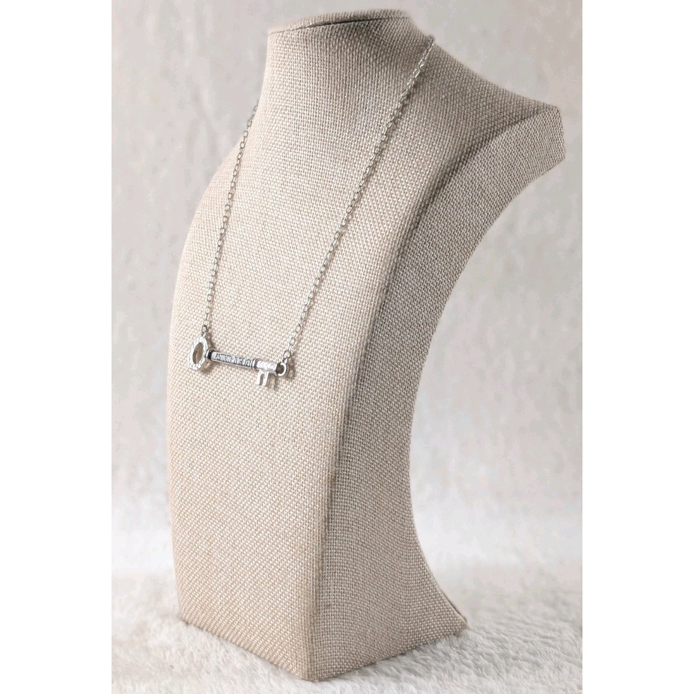 Silver Tone Key Necklace‎ Positivity Is The Key Inspirational Pendant